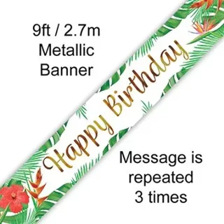 9ft Banner Tropical Birthday - 625631