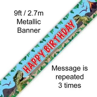 9ft Banner Jurassic Dinosaur Happy Birthday - 625785