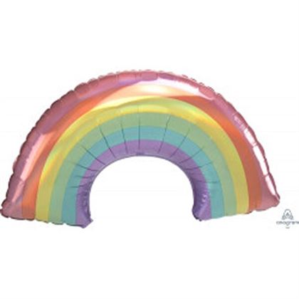 Anagram Pastel Rainbow Holographic Iridescent SuperShape Foil Balloons 34"/86cm w x 19"/48cm h P40 - 4121101