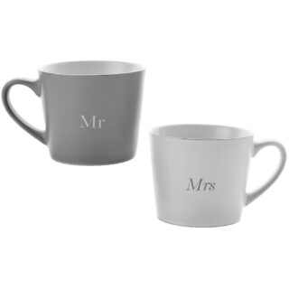 WIDDOP - Amore Set Of 2 Grey & White Mugs Mr & Mrs - AM214