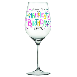 Simon Elvin - Happiest Birthday Wine Glass - 1KG89
