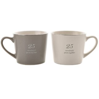 WIDDOP - Amore Set Of 2 Grey & White Mugs  25th Anniversary - AM21925