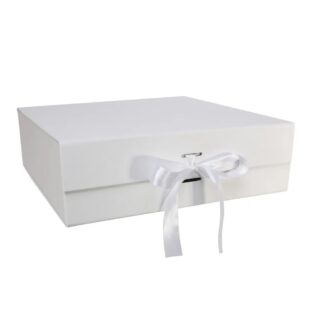 White Keepsake Box with Ribbon (30x30x9.2cm) - BX6512