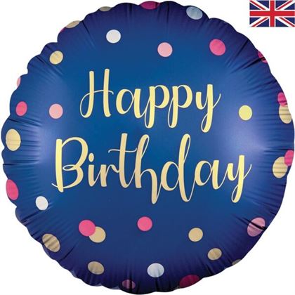 Oaktree 18inch Polka Navy Pink Birthday - 229776