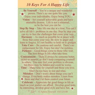 Xpress Yourself - 10 Keys For A Happy Life - Wallet Card - 6pk - XY25100