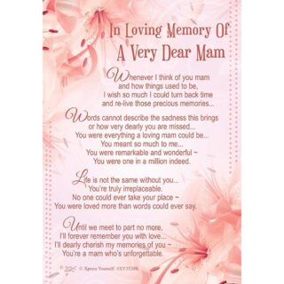 Xpress Yourself - In Loving Memory Of A Very Dear Mam - Grave Card - 6pk -  XY3520B