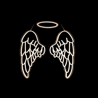 Neon Sign - White - Wings with Halo -  101.5 x67.3 - 12937