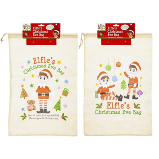 NON WOVEN DRAW STRING ELF CHRISTMAS EVE BAG LARGE - 500108