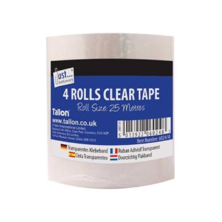 4 by 25m Rolls 24mm Clear Tape