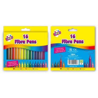 16 fine tip Fibre Colouring Pens in Wallet - 1090