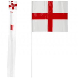 ST GEORGE PLASTIC FLAGS WITH STICKS 4 PACK 12