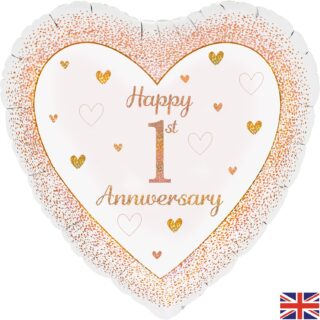 Oaktree 18inch Happy 1st Anniversary Heart Rose Gold Holographic - 226331