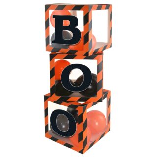HALLOWEEN ORANGE/BLACK BALLOON BOX - 32097-HBC