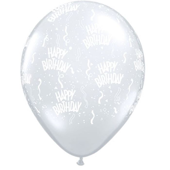 Qualatex 11" ROUND DIAMOND CLEAR 25CT - BDAY-A-ROUND - 82092