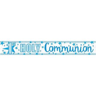 1st Holy Communion Holographic Blue Banner - 9902295