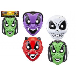 Childrens Halloween Mask, 4 Asst, Tied Header - 973120