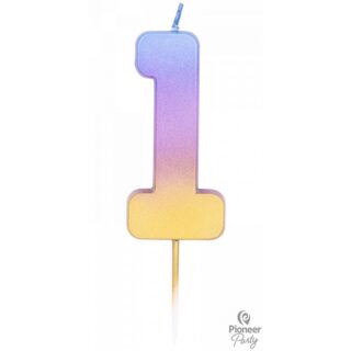 RAINBOW OMBRE NUMBER 1 CANDLE (YEV) - 15825