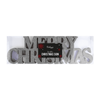 Silver Merry Christmas Glitter Sign - XMA3254