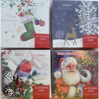 Assorted 20 Pack of Christmas Cards - Two Designs Within Each Pack (Random Pack Selected) - XTUSQ22