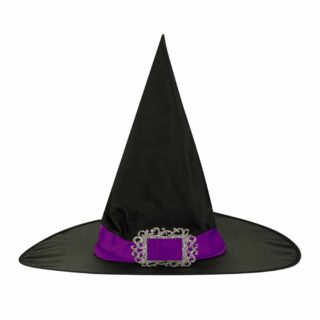 Witches' Hat with Glitter Mock Buckle - Adult One Size - 6 PC