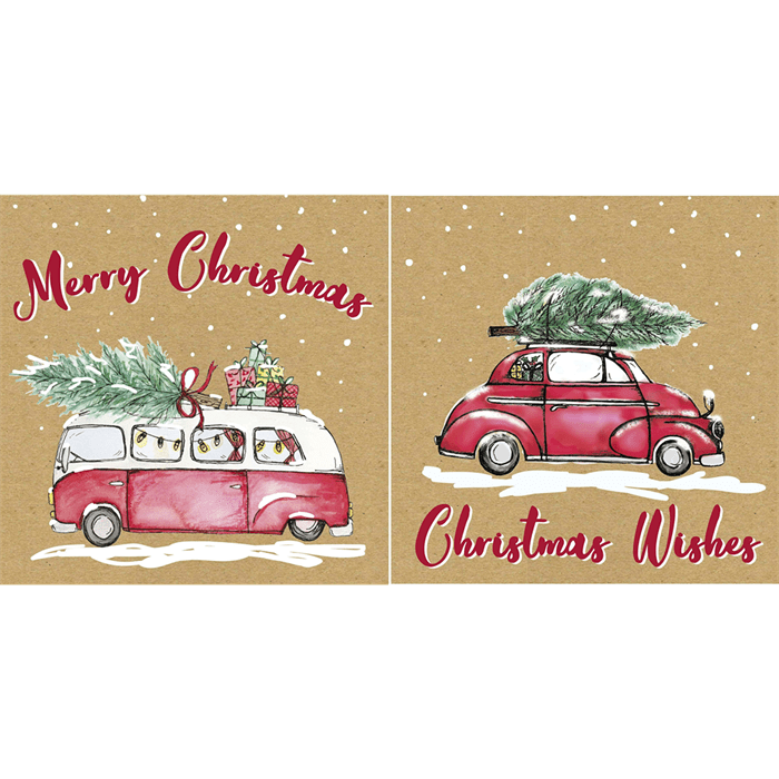 Christmas Camper Brown Kraft Card - 2 Design - 24pk - X-29394-BCCC