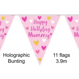 Party Bunting Happy Birthday Mummy Holographic 11 flags 3.9m - 632530