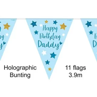 Party Bunting Happy Birthday Daddy Holographic 11 flags 3.9m - 632547