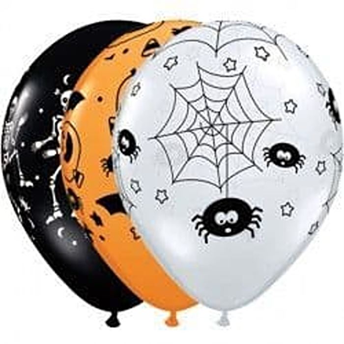 SPOOKY ASSORTMENT 11" ORANGE, ONYX BLACK & DIAMOND CLEAR (25CT) - 33250