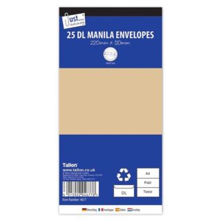 Envelopes 25 x DL Manila, Peal & Seal 80gsm - 4677