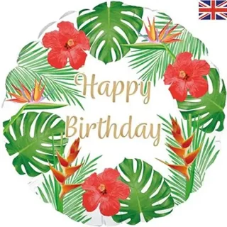 Oaktree 18inch Tropical Happy Birthday White - 229868
