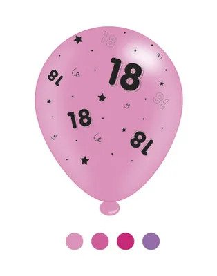 Age 18 Pink Birthday Latex Balloons (6 pks of 8 balloons)