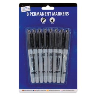 8 Black Permanent Markers - 5644
