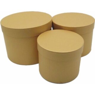 SET OF 3 ROUND FLOWER BOXES GOLD - 005083