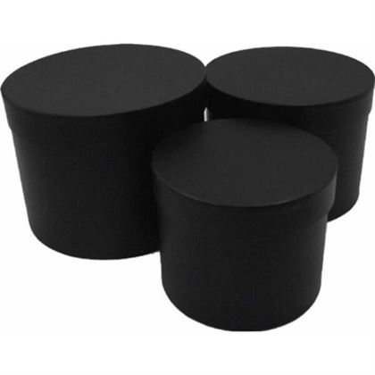 SET OF 3 ROUND FLOWER BOXES BLACK - 005120