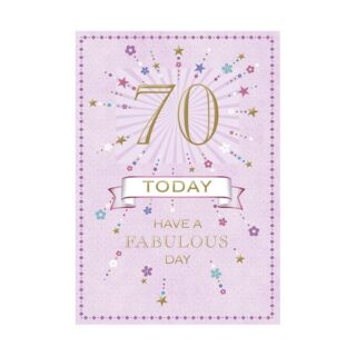 Card Essentials - Age 70 Female Pink& Flowers - Code 50 - 6pk - MA10014
