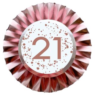 21st Birthday Rose Gold Badges 12cm