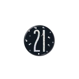 Birthday Black Glitz Number 21 Badge