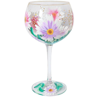 Hand Painted Cosmos Flower Gin Glass - LP4950