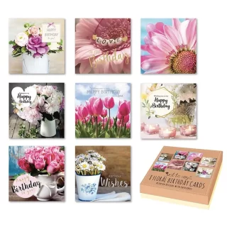 8 Mixed Floral Birthday Cards Code 50 – 6pk – 4927– Tallon