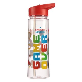 Game Over Water Bottle with Flip Straw