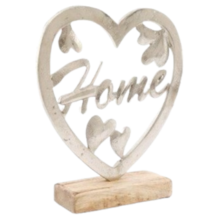 Silver Heart On Wooden Base - Small - OR1704