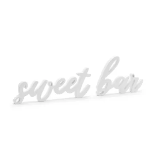 Wooden inscription Sweet bar, white, 37x10cm