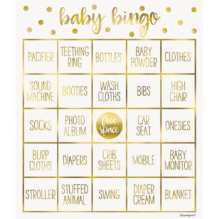 Unique Gold Baby Shower Bingo Kit for 8 - Foil Stamping