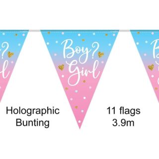 Party Bunting Boy or Girl Gender Reveal 11 flags 3.9m