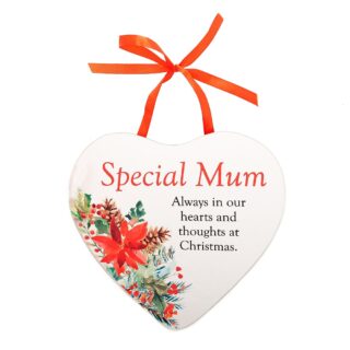 THOUGHTS OF YOU CHRISTMAS HEART PLAQUE - MUM