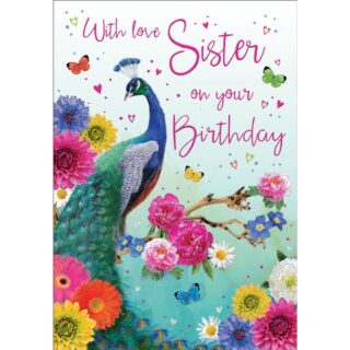 Regal - Birthday Sister Peacock & Flowers - Code 75 - 6pk - C80158