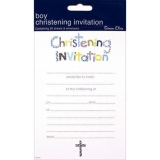 Christening Invitation Male - 20pk - HP155R - Simon Elvin