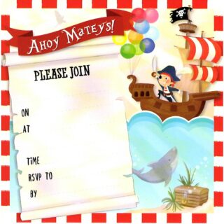 Invitation Cards Juvenile Pirate - 12pk - 7963 - Tallon