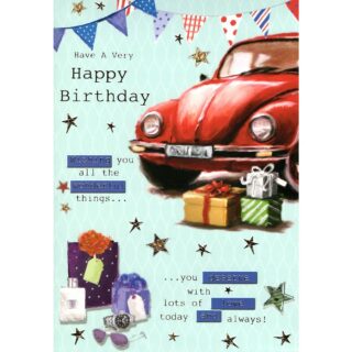 Treasure - Happy Birthday Car Male - Code 50 - 12pk - 2 Designs - FBH50-90021