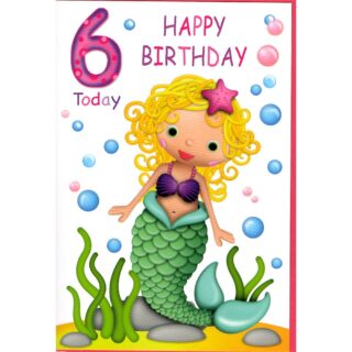 Greetings - Age 6 Female Mermaid - Code 50 - 6pk - 50JA120